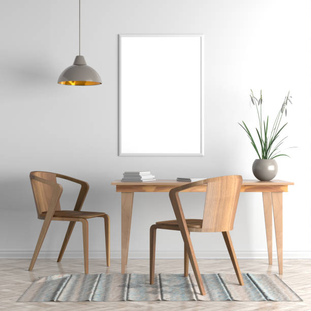 istock Mock up poster frame in Scandinavian style hipster interior. 3D illustration. 1058698676