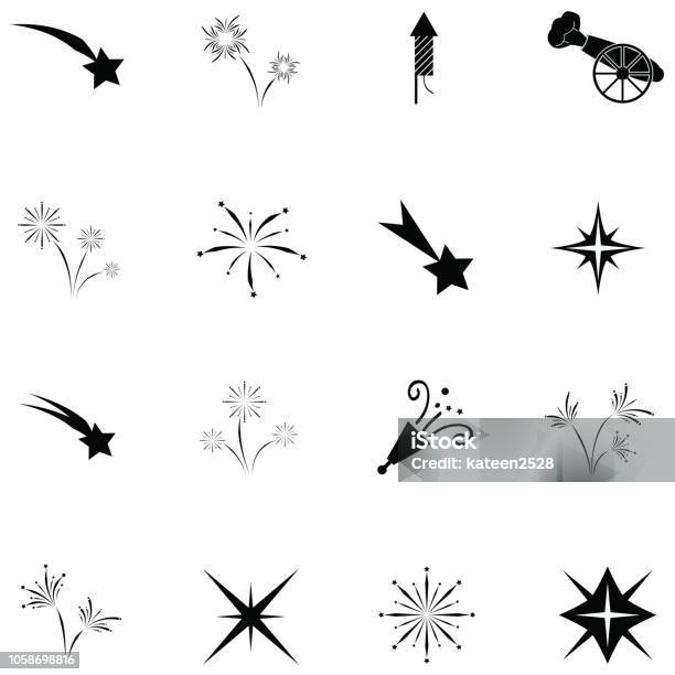 Pyrotechnic Icon Set Stock Illustration - Download Image Now - Celebration, Dynamite, Exploding