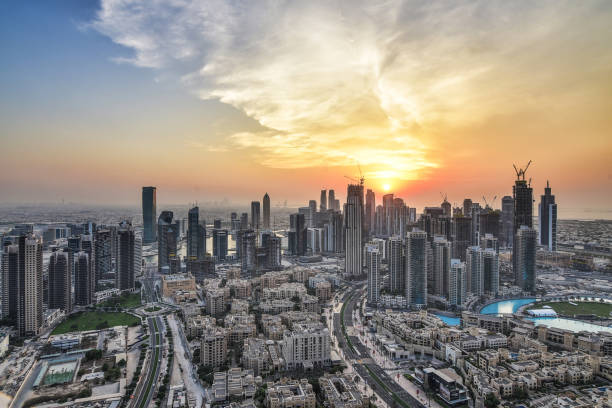 istock Beautiful Dubai Cityscape at Sunset 1058701496