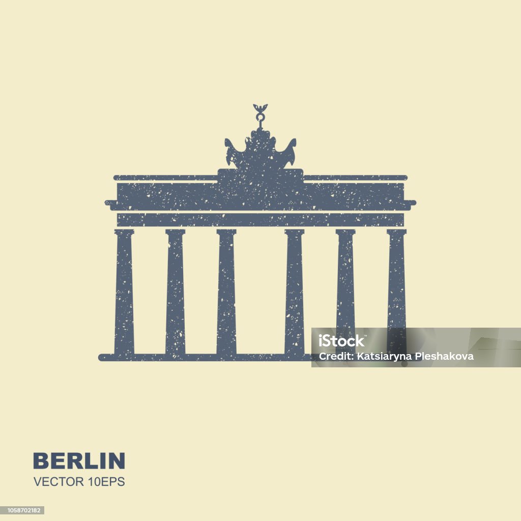 Brandenburg gate icon in Berlin . Vector icon in flat style with scuffed effect Architectural Column stock vector