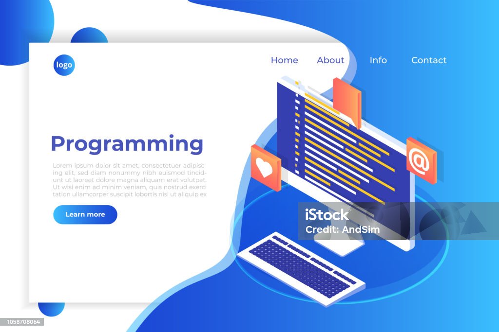 Coding Software Development Programming Isometric Concept Program Code ...