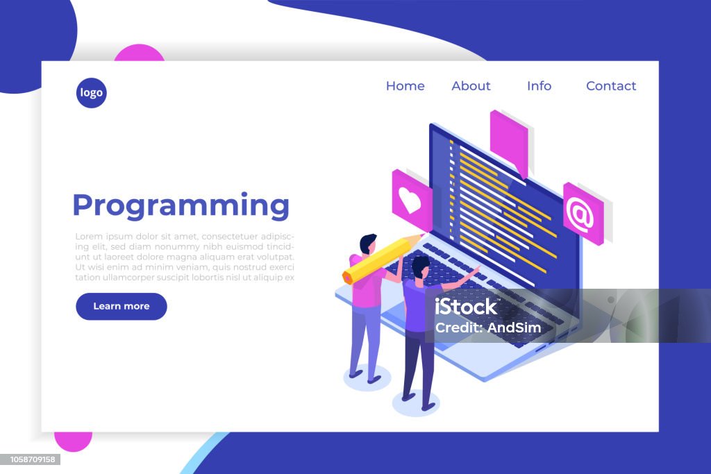 Coding Software Development Programming Isometric Concept Program Code ...