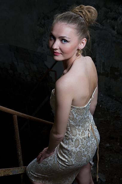 istock Beautiful young woman posing in the ruins 105870971