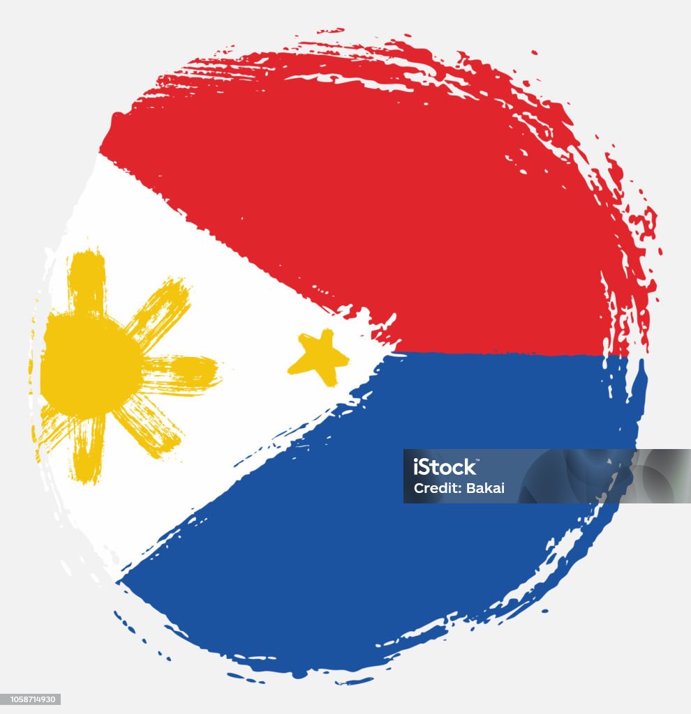 Philippines Circle Flag Vector Hand Painted with Rounded Brush This image is a vector illustration and can be scaled to any size without loss of resolution. Paintbrush stock vector