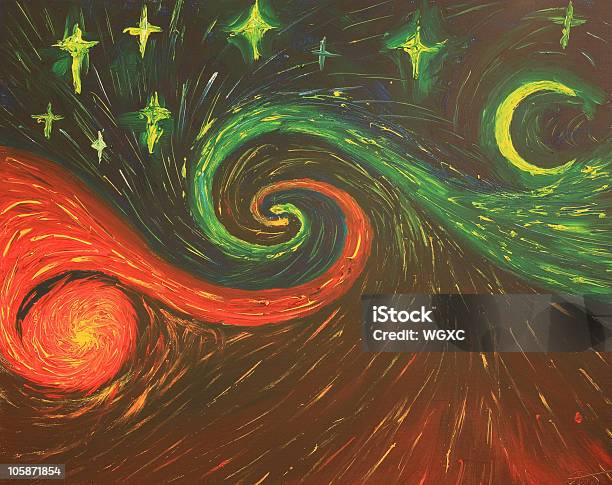 Cosmic Stock Photo - Download Image Now - Moon, Yin Yang Symbol, Painting - Art Product