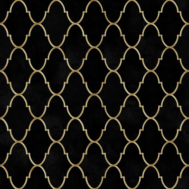 istock Black vintage decorative velvet watercolor moroccan seamless pattern 1058719038