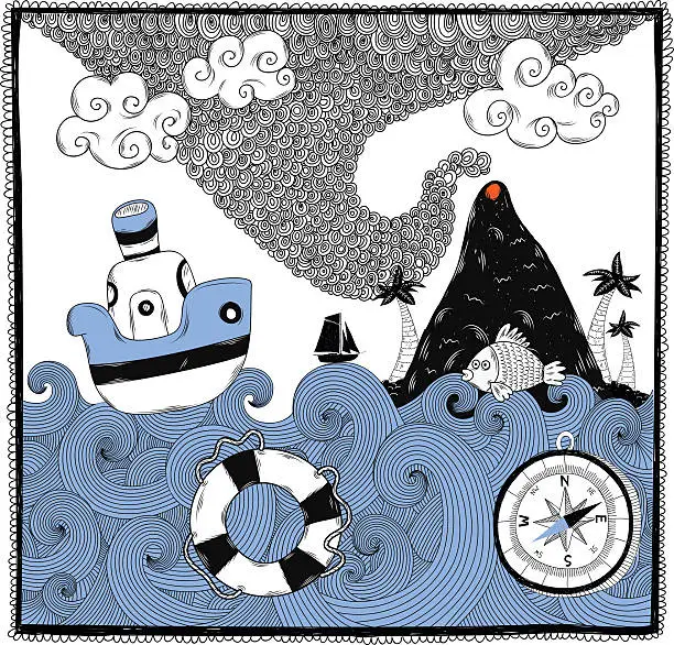 Vector illustration of sea doodles