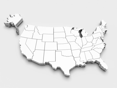 Mapa de Estados Unidos. 3 d photo