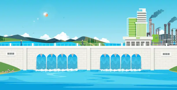 Vector illustration of Dam