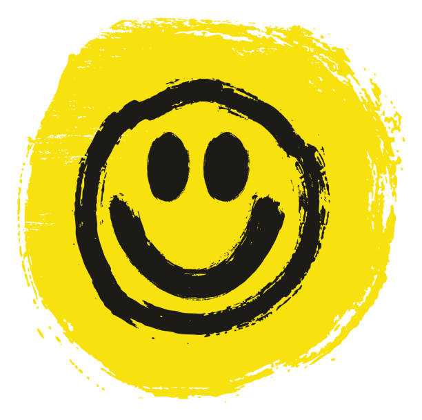 Smiley Circle Flag Vector Hand Painted with Rounded Brush This image is a vector illustration and can be scaled to any size without loss of resolution. smiley face drawing stock illustrations