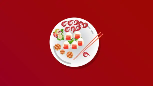Vector illustration of Food Plate, Cooking, Dishes, Delicious, Vector Design