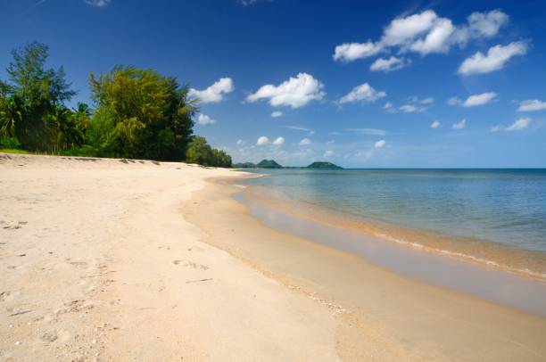 istock Footprints in white sand of paradise beach 1058732476