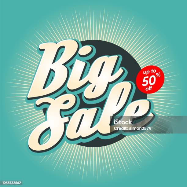 Mega Sale Banner Design With Color Starburst Background Stock Illustration - Download Image Now