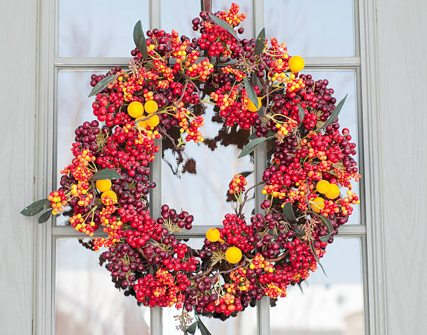 istock Colorful Berry Wreath on a Door 105873768
