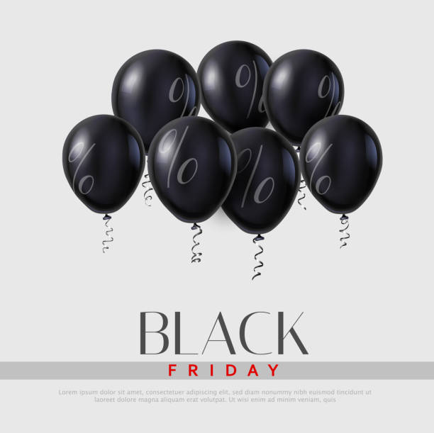 istock Black Friday sale white promotion poster with shiny balloons. 1058737842
