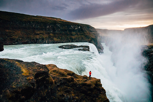Beautiful view at Icelandic Gullfoss waterfall