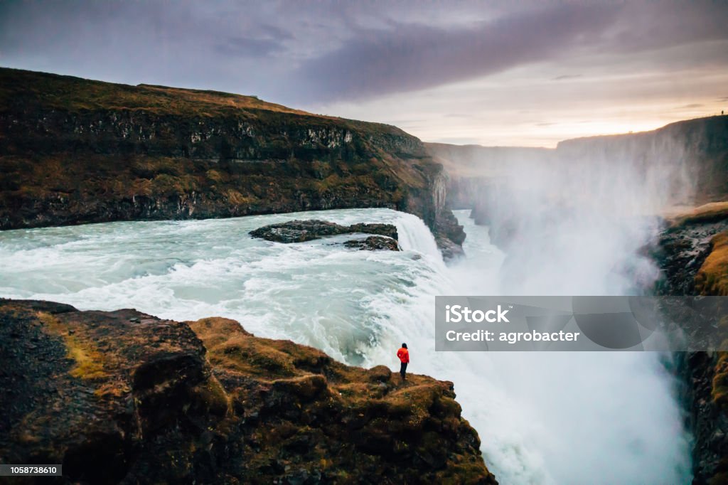 Beautiful view at Icelandic Gullfoss waterfall Waterfall Stock Photo