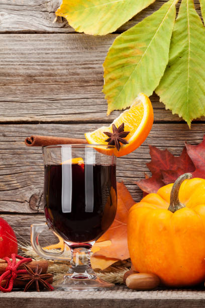 istock Autumn still life with mulled wine and pumpkins 1058739270