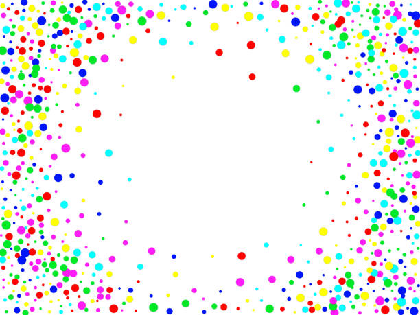 istock Frame of colorful confetti on white background. Abstract background with falling confetti. Vector illustration. 1058741630