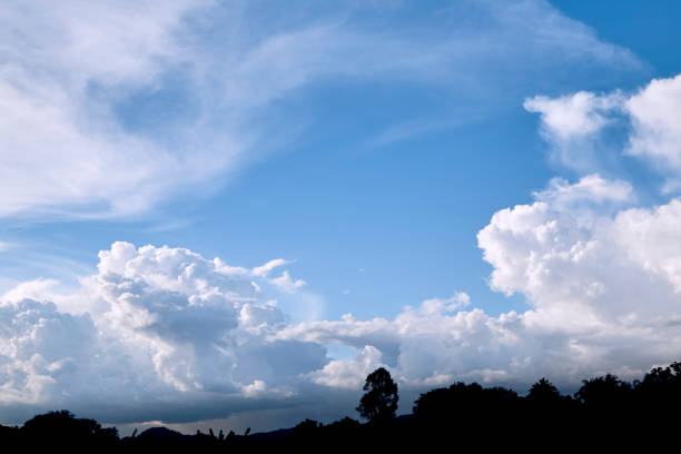 Beautiful vast blue sky with amazing cloud background. Shape independent