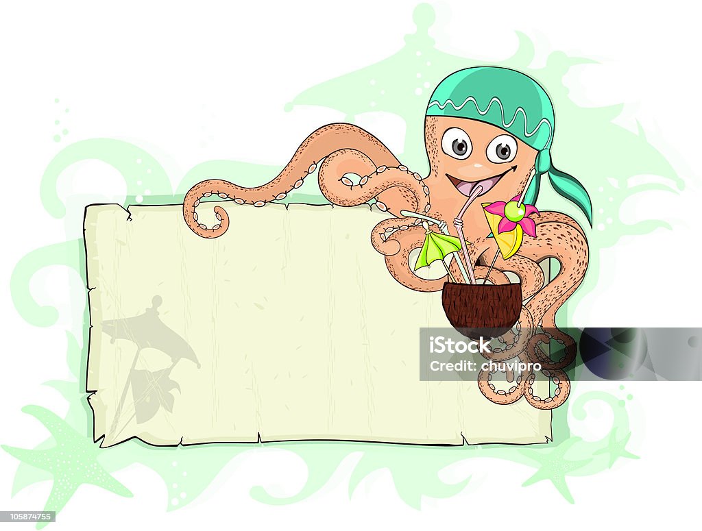 Jolly Octopus on vacation  Animal Eye stock vector