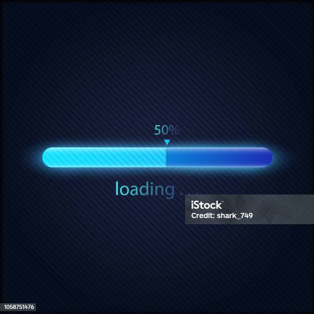 Blue Progress Loading Bar Vector Illustration Technology Concept Stock ...