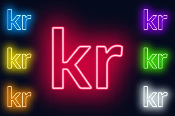 istock Neon Krone sign in various color options on a dark background . 1058757374