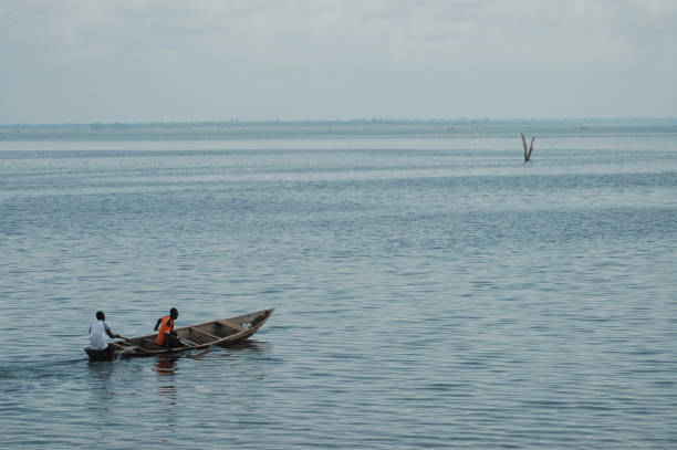 Crossing Lake Volta stock photo