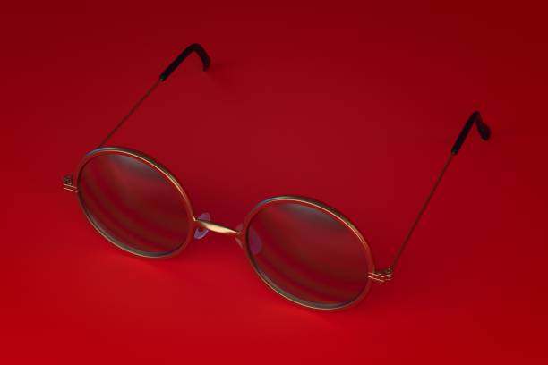 istock 3d rendering Round Sunglasses isolated on red background 1058762212