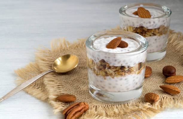 istock Useful homemade yogurt with nuts and muesli. 1058762786
