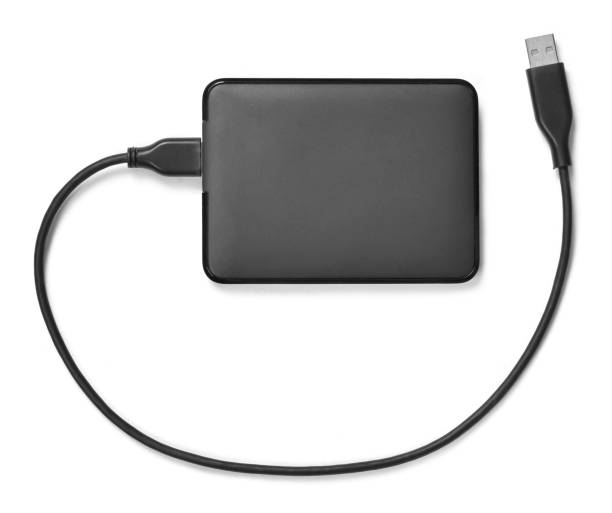 ケーブル、白で隔離と外付けハード ディスク - external hdd ストックフォトと画像