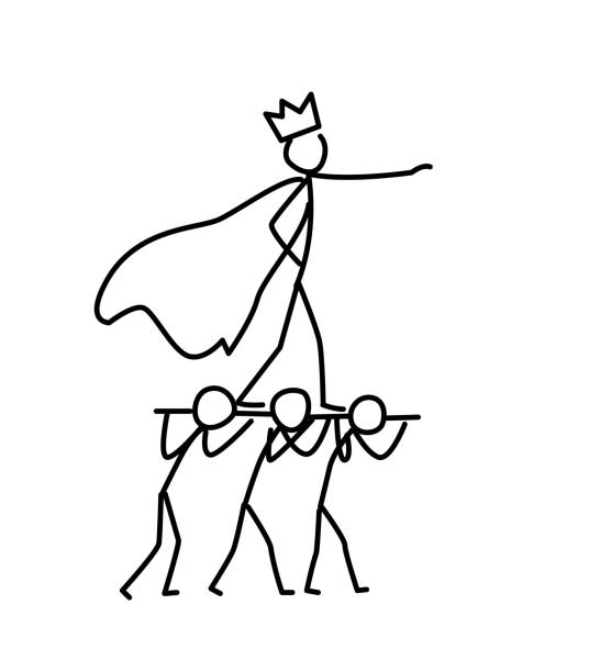 Illustration of little men and boss. Vector. Chef or king surrounded by retinue. Metaphor. Linear style. Illustration for website or presentation. Employees are lord. Illustration of little men and boss. Vector. Chef or king surrounded by retinue. Metaphor. Linear style. Illustration for website or presentation. Employees are lord. drawing of slaves working stock illustrations