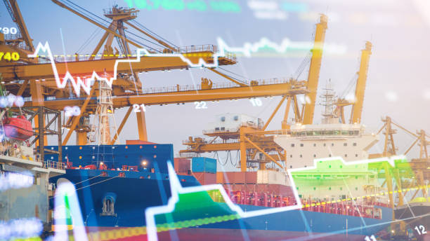 istock Crane cargo market and finance economic background 1058764882