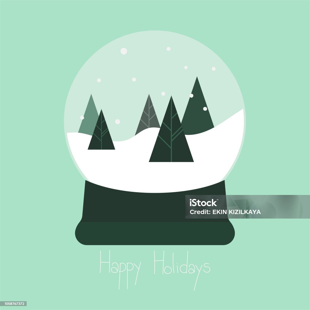Christmas snow globe with pine trees Snow Globe stock illustration
