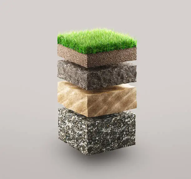 Layers of ground with grass, illustration concept