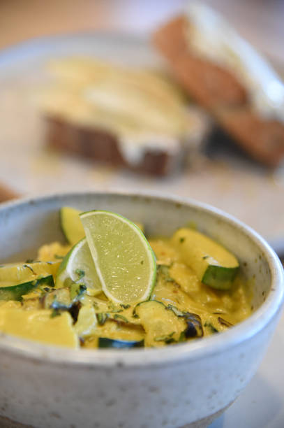 istock Polenta Bowl and Pear with Ricotta Cheese Toast Full 1058773376