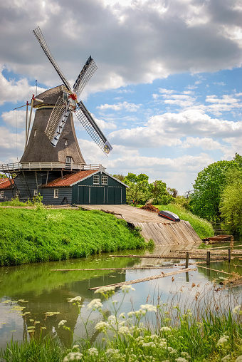 An old mill near the city of Deventer (Overijssel, The Netherlands). The city is largely situated on the east bank of the river IJssel and was once part of the Hanseatic league