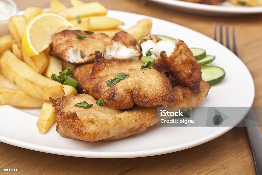 Fish and Chips  Batter - Food Stock Photo