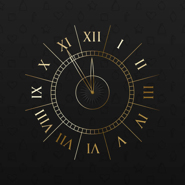 istock Christmas and New Year background with golden shiny clock. 1058776868