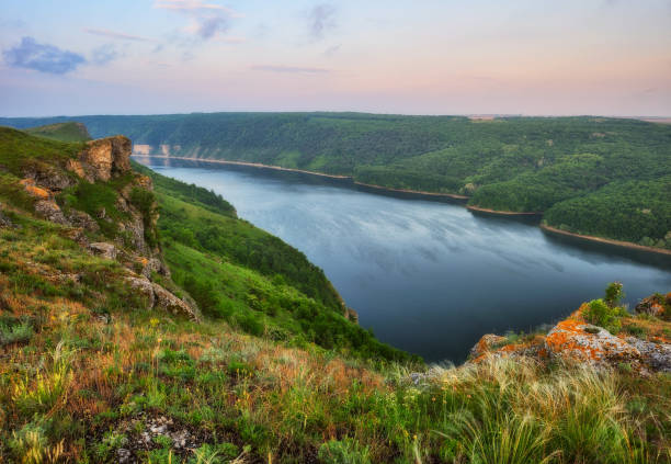 istock picturesque sunrise over the river canyon. spring morning 1058783220