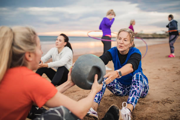istock Mature Woman Doing Weighted Ball Exercises 1058783224