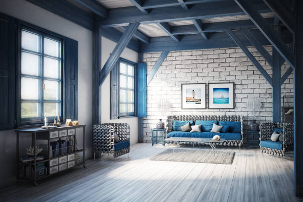 interior design for living area or reception in modern concept design/ 3d illustration,3d rendering