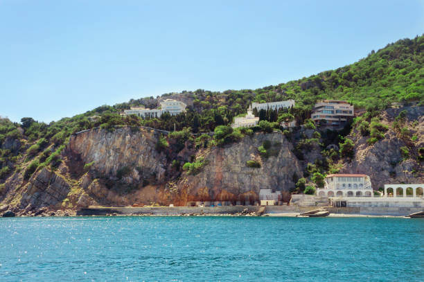 On the shore are visible in the old villas. Livadia.