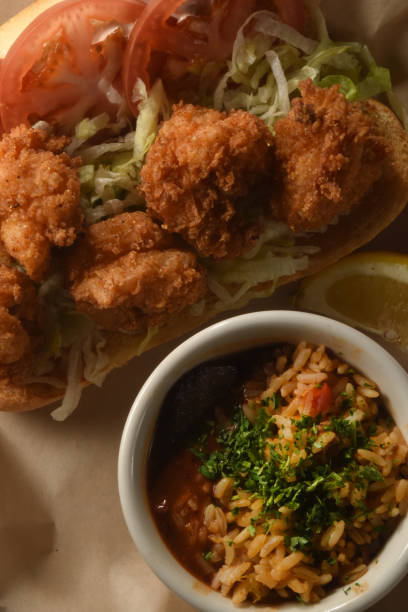 istock Shrimp Po Boy with Rice and Red Beans Delight 1058785862