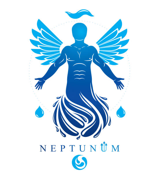 istock Vector illustration of human being deriving from water and composed with bird wings. Human and nature coexistence, freedom and liberty idea. 1058790818