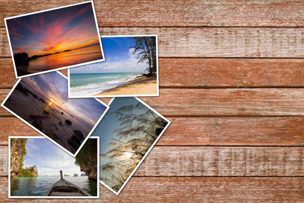 istock Photos stack on vintage grunge wooden background 1058793514