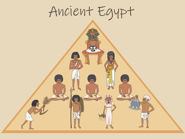 고 대 이집트 피라미드의 권력 구조 - scribe stock illustrations