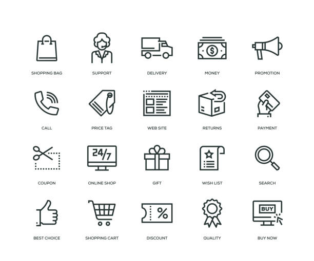 E-Commerce Icons - Line Series E-Commerce Icons - Line Series e commerce paying buying sale stock illustrations