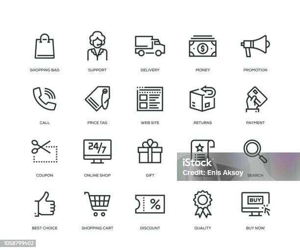 Ecommerce Icons Line Series Stock Illustration - Download Image Now - Icon Symbol, Coupon, E-commerce