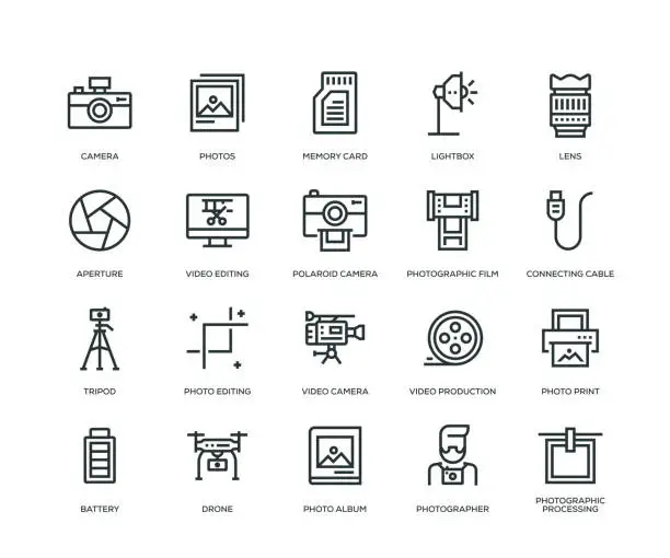 Vector illustration of Photography Icons - Line Series